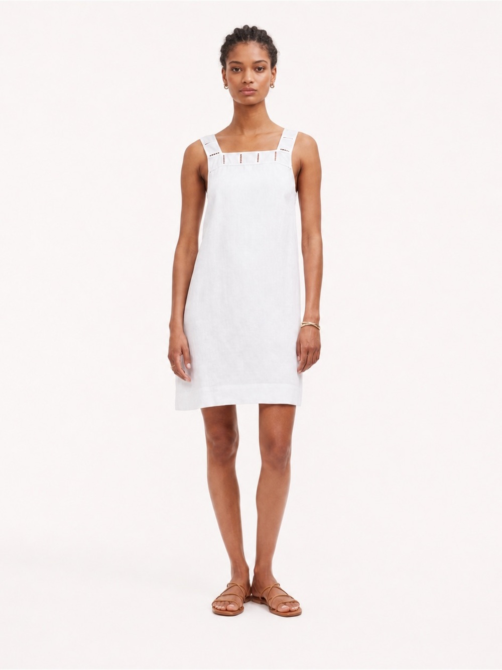 Madewell Georgia 100% Linen White Mini Dress Square Neck Size 14 NWT NQ595 NEW
